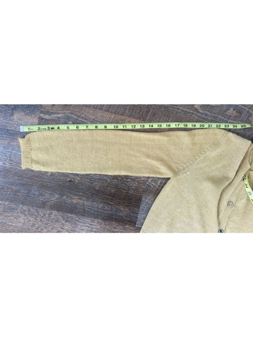 Sula Artisanal Yellow Alpaca Silk Crewneck Cardigan Hand Knit Peru - Picture 6 of 9